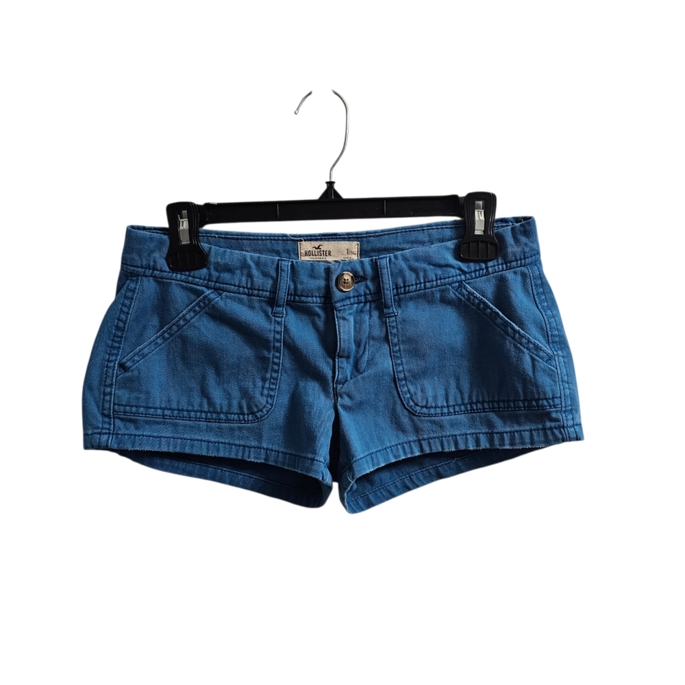 Hollister Vintage y2k Blue Micro Shorts Size 1 Super Low Rise Soft Worn Feel